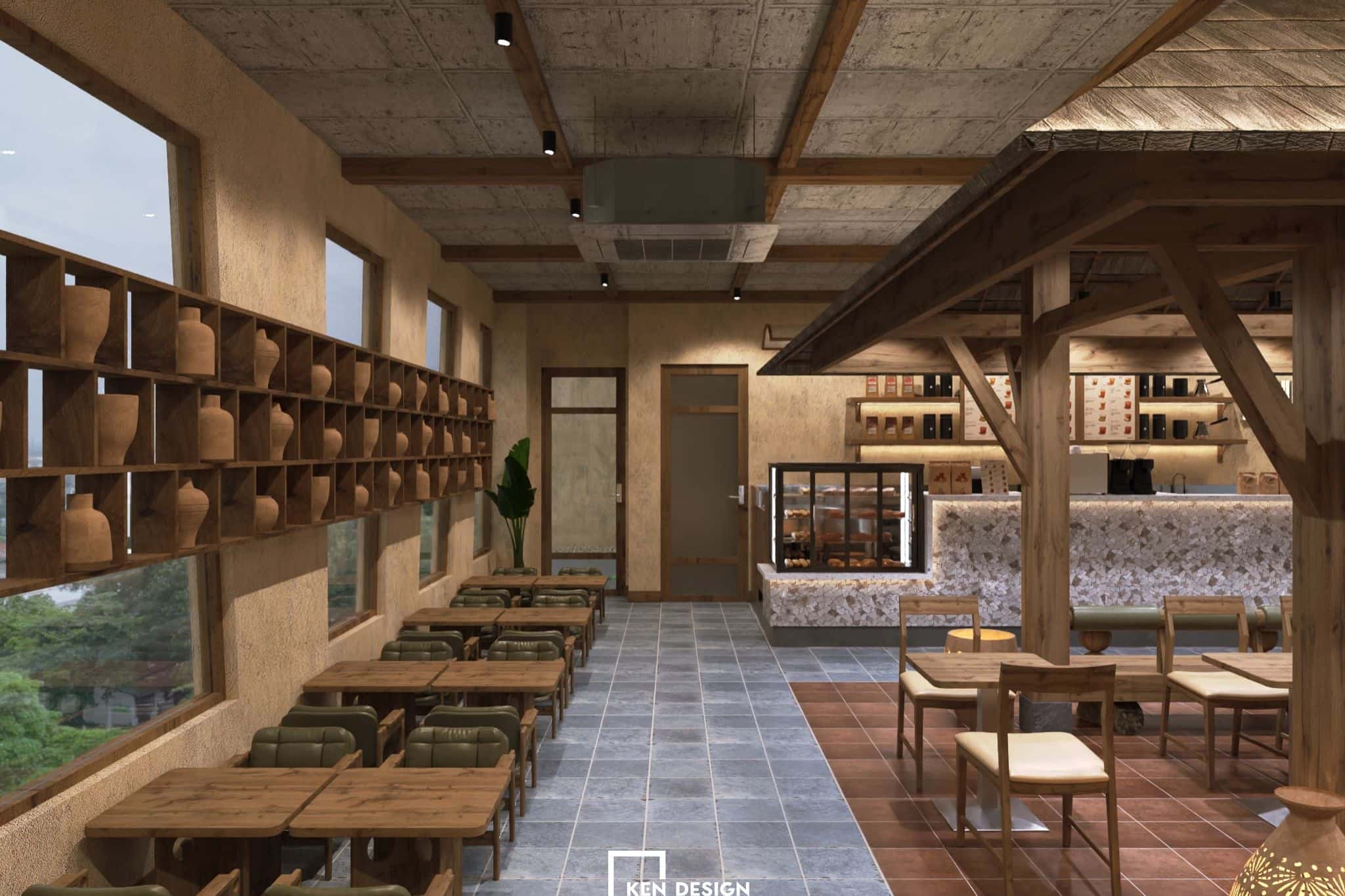 Vật liệu trong thiết kế quán cafe phong cách Rustic